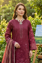 Rimal by UK Vol-41 3PC Unstitched Embroidered Lawn Suit (Maroon)