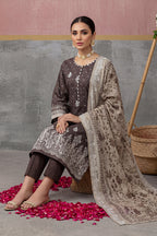 KIJI by Rimal Vol-119 3PC Unstitched Embroidered Lawn Suit (Dark Brown)