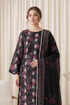 Rimal by UK Vol-65 3PC Unstitched Embroidered Lawn Suit (Black)