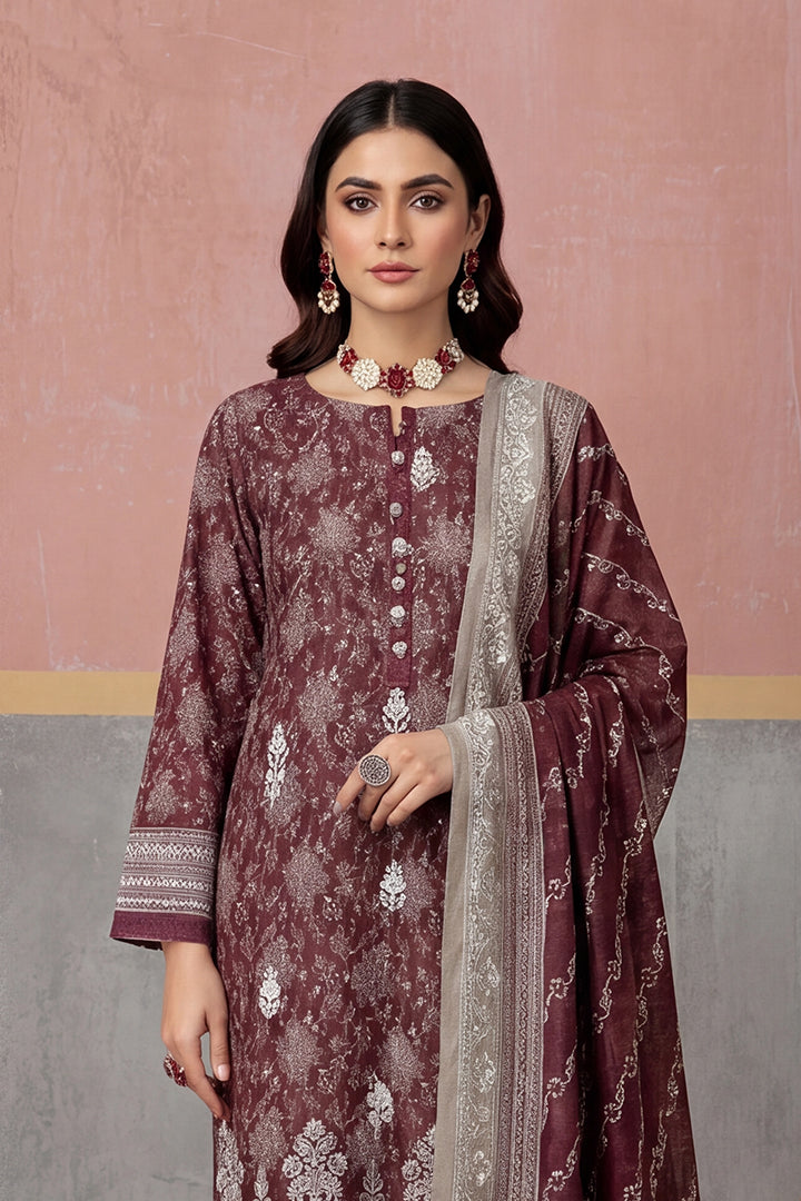 KIJI by Rimal Vol-119 3PC Unstitched Embroidered Lawn Suit (Maroon)