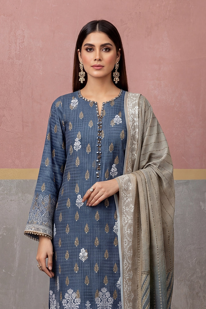 KIJI by Rimal Vol-119 3PC Unstitched Embroidered Lawn Suit (Navy Blue)