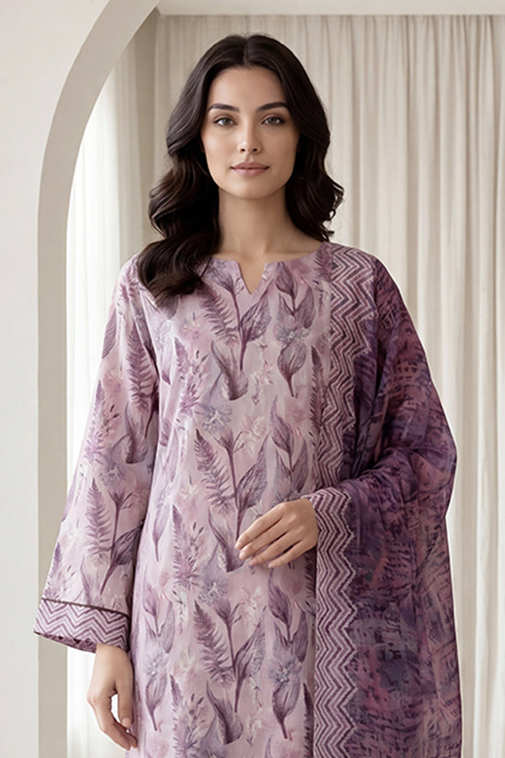 Rimal by UK Vol-65 3PC Unstitched Embroidered Lawn Suit (Purple)