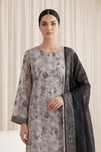 Rimal by UK Vol-65 3PC Unstitched Embroidered Lawn Suit (Grey)