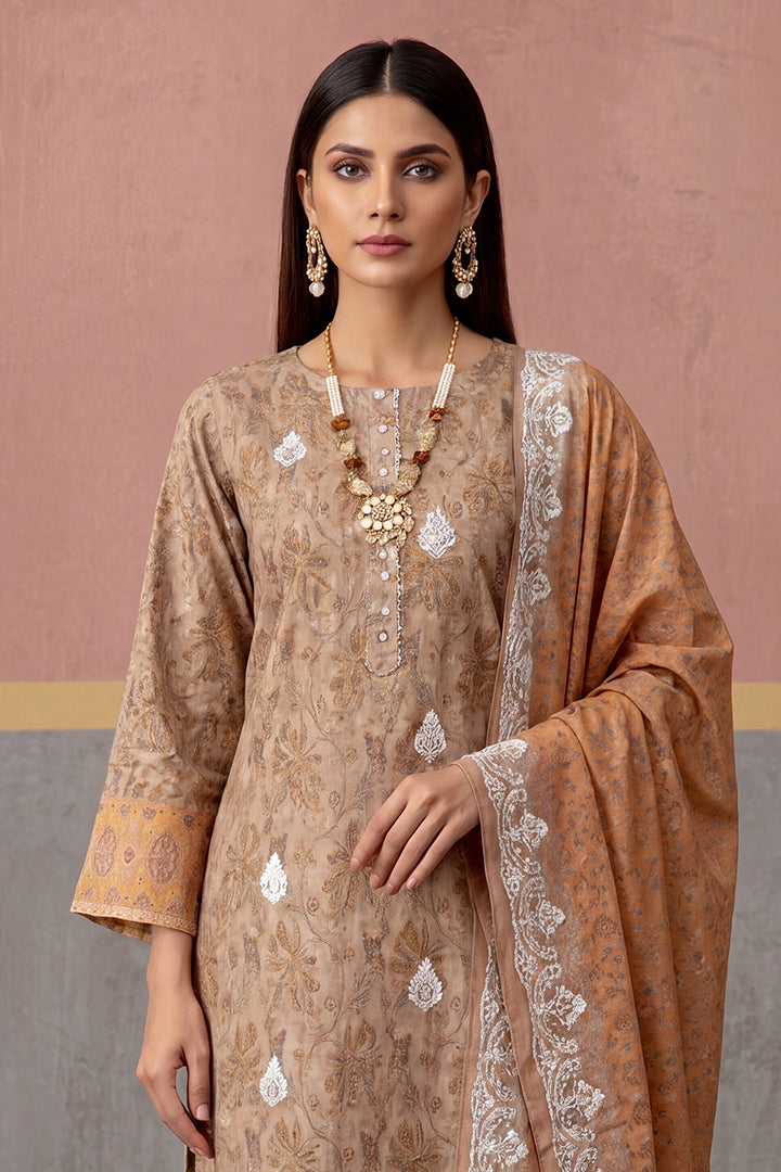 KIJI by Rimal Vol-119 3PC Unstitched Embroidered Lawn Suit (Brown)