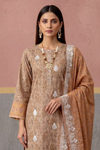KIJI by Rimal Vol-119 3PC Unstitched Embroidered Lawn Suit (Brown)