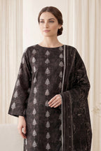 Rimal by UK Vol-65 3PC Unstitched Embroidered Lawn Suit (Black)
