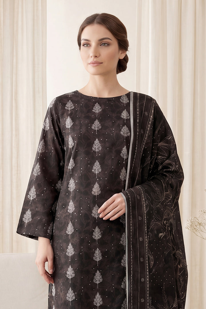 Rimal by UK Vol-65 3PC Unstitched Embroidered Lawn Suit (Black)