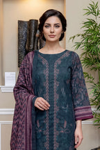 Rimal by UK Vol-46 3PC Unstitched Embroidered Lawn Suit (Navy)