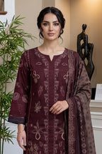 Rimal by UK Vol-46 3PC Unstitched Embroidered Lawn Suit (Maroon)