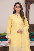 Rimal by UK Vol-48 3PC Unstitched Schiffli Embroidered Lawn Suit (Yellow)