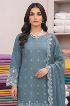 Rimal by UK Vol-48 3PC Unstitched Schiffli Embroidered Lawn Suit (Blue)
