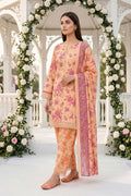 Keyseria by Jaffrani Textile Chapter-8 3PC Unstitched Printed Lawn Suit (Peach)