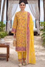Keyseria by Jaffrani Textile Chapter-8 3PC Unstitched Printed Lawn Suit (Yellow)