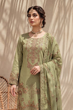 Amira by Breeza Fashion - 3PC Unstitched Embroidered Lawn Suit (Olive Green)
