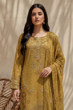 Badshah by Breeza Fashion - 3PC Unstitched Embroidered Lawn Suit (Light Brown)