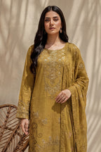 Amira by Breeza Fashion - 3PC Unstitched Embroidered Lawn Suit (Mustard)