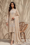 Mahanoor by Breeza Fashion - 3PC Unstitched Embroidered Lawn Suit (Cream)