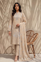 Mahanoor by Breeza Fashion - 3PC Unstitched Embroidered Lawn Suit (Cream)