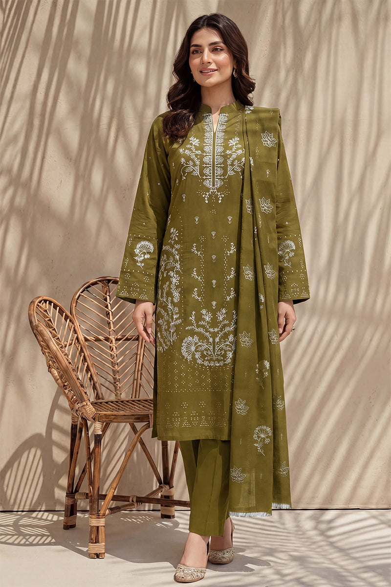 Mahanoor by Breeza Fashion - 3PC Unstitched Embroidered Lawn Suit (Luxor Gold)