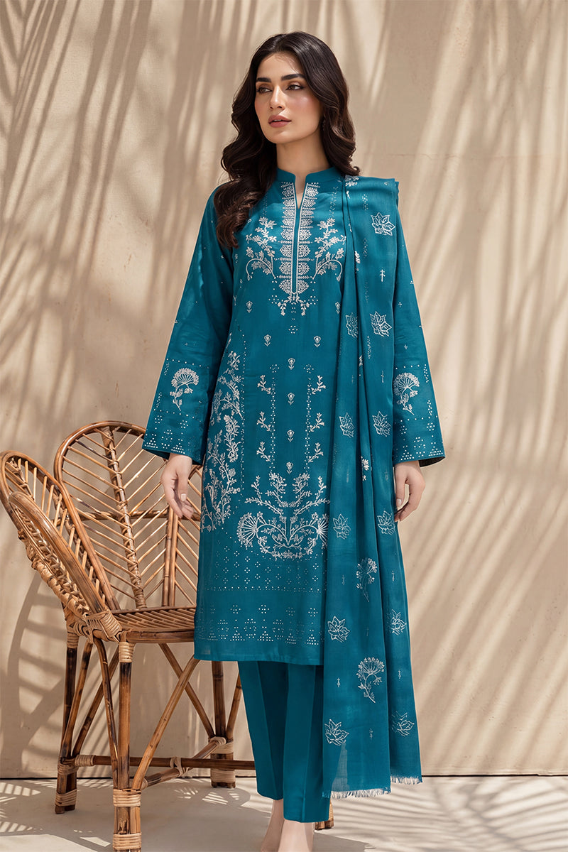 Mahanoor by Breeza Fashion - 3PC Unstitched Embroidered Lawn Suit (Blue Chill)