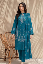 Mahanoor by Breeza Fashion - 3PC Unstitched Embroidered Lawn Suit (Blue Chill)