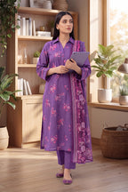 Keyseria by Jaffrani Textile Chapter-8 3PC Unstitched Printed Lawn Suit (Purple)