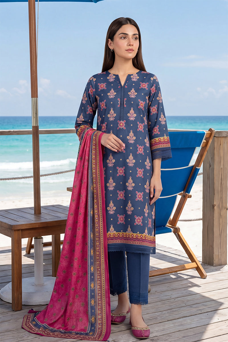 Keyseria by Jaffrani Textile Chapter-8 3PC Unstitched Printed Lawn Suit (Blue)
