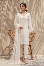 Nishah by Breeza Fashion - 3PC Unstitched Embroidered Lawn Suit (White)