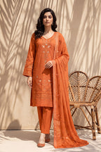 Nishah by Breeza Fashion - 3PC Unstitched Embroidered Lawn Suit (Orange)