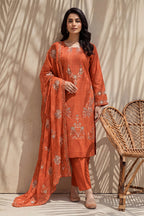 Parado by Breeza Fashion - 3PC Unstitched Embroidered Lawn Suit (Orange)