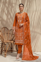 Sana by Breeza Fashion - 3PC Unstitched Embroidered Lawn Suit (Terracotta)