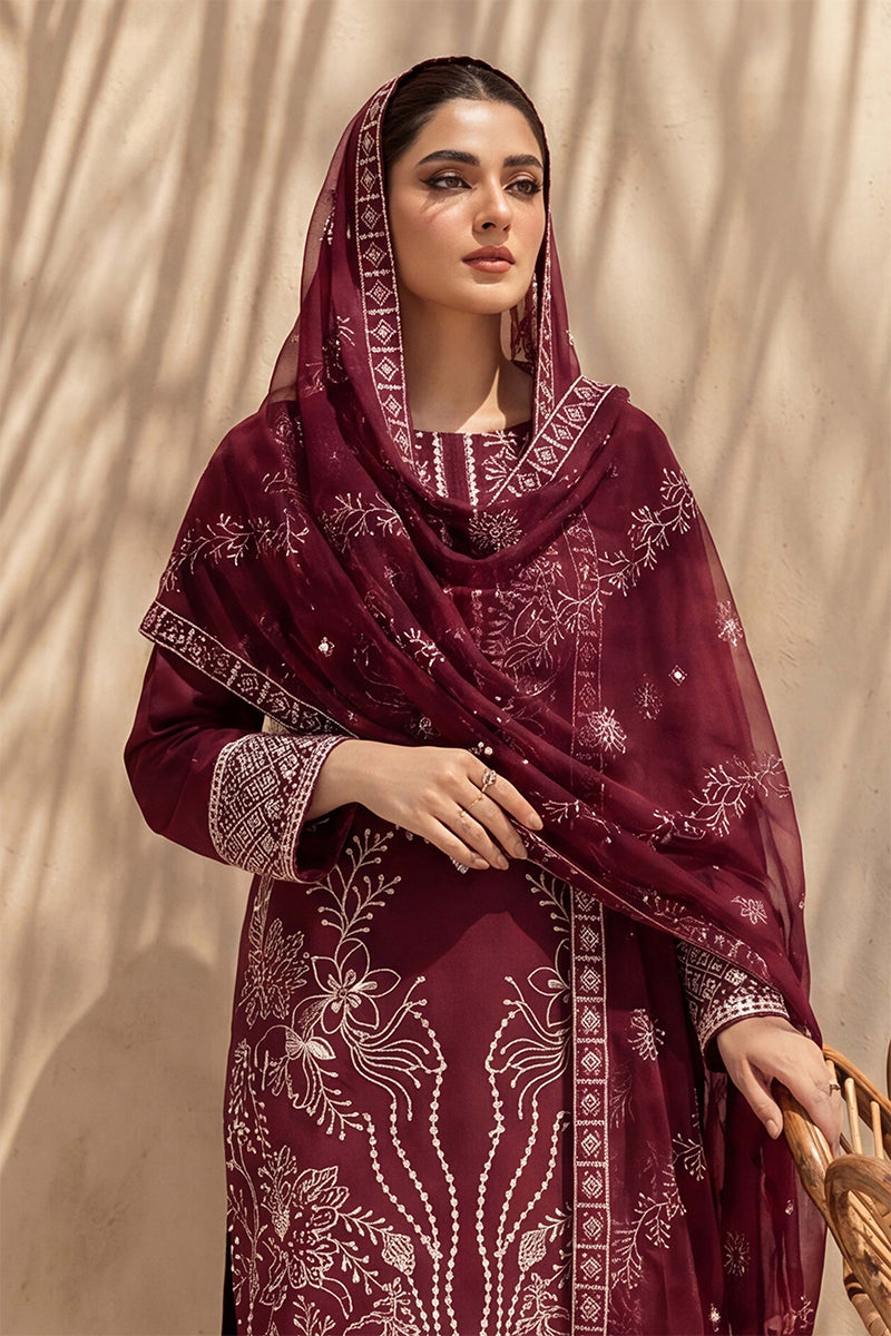 Sana by Breeza Fashion - 3PC Unstitched Embroidered Lawn Suit (Maroon)