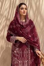 Sana by Breeza Fashion - 3PC Unstitched Embroidered Lawn Suit (Maroon)