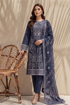 Sana by Breeza Fashion - 3PC Unstitched Embroidered Lawn Suit (Gray)
