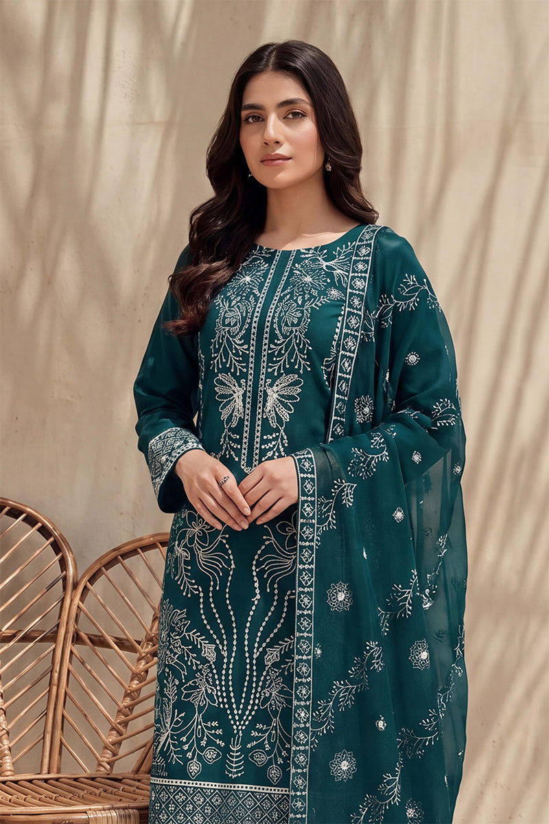 Sana by Breeza Fashion - 3PC Unstitched Embroidered Lawn Suit (Deep Sea Green)