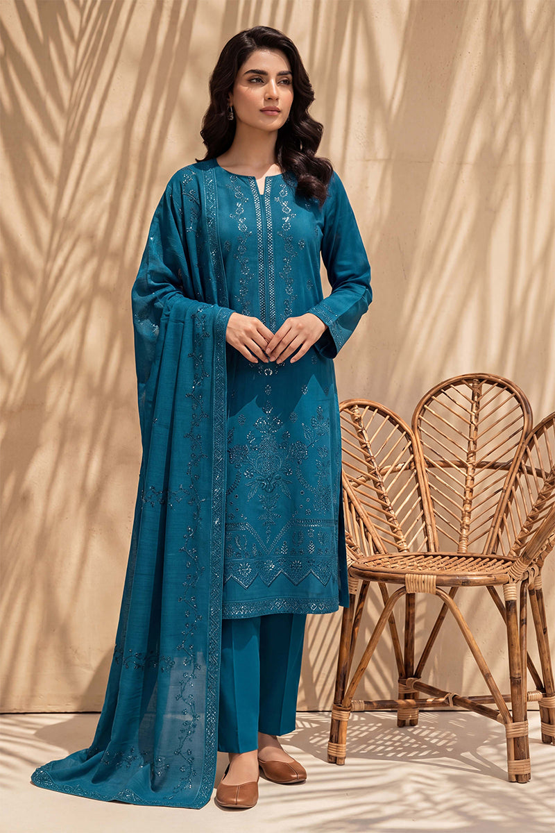 Sania by Breeza Fashion - 3PC Unstitched Embroidered Lawn Suit (Blue)