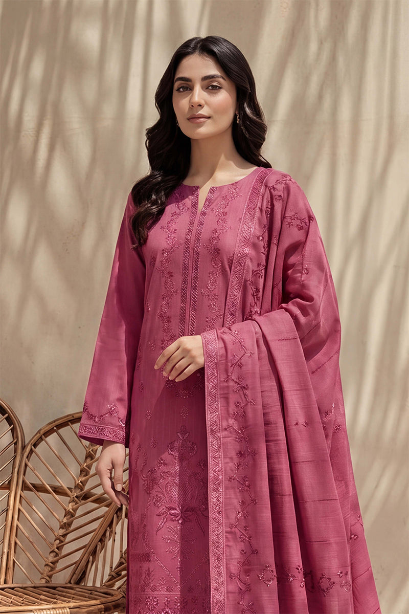 Sania by Breeza Fashion - 3PC Unstitched Embroidered Lawn Suit (Pink)