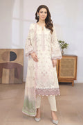 Mashaim By Johra - 3PC Unstitched Embroidered Lawn Suit (White & Raffia Pink)