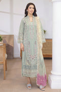 Mashaim By Johra - 3PC Unstitched Embroidered Lawn Suit (Bluesh Green)