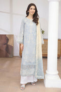 Mashaim By Johra - 3PC Unstitched Embroidered Lawn Suit (Light Aqua)
