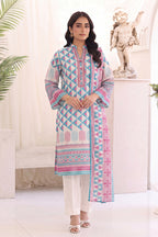 Izhaan Platinum By MJ - 3PC Unstitched Printed Lawn Suit (Sky Blue & Pink)