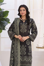 Izhaan Platinum By MJ - 3PC Unstitched Printed Lawn Suit (Black)