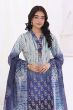 Izhaan Platinum By MJ - 3PC Unstitched Printed Lawn Suit (Royal Blue & Polo Blue)