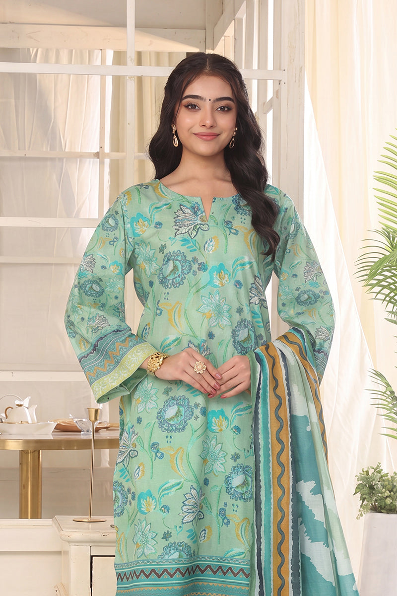 Izhaan Platinum By MJ - 3PC Unstitched Printed Lawn Suit (Ice blue & Sky Green)