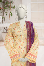 Inaya By KBC Fashion - 3PC Unstitched Printed Lawn Suit (Pastel Yellow & Purple)