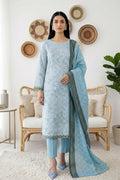 Rimal by UK Vol-61 3PC Unstitched Embroidered Lawn Suit (Light Blue)