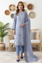Rimal by UK Vol-61 3PC Unstitched Embroidered Lawn Suit (Blue)