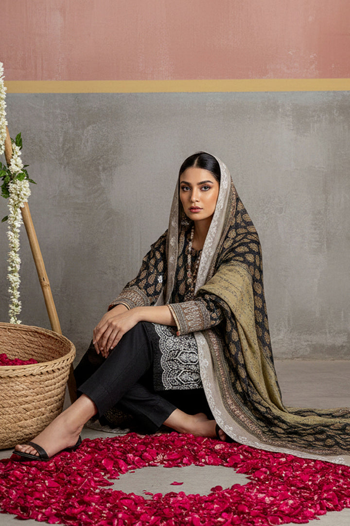 KIJI by Rimal Vol-119 3PC Unstitched Embroidered Lawn Suit (Black)