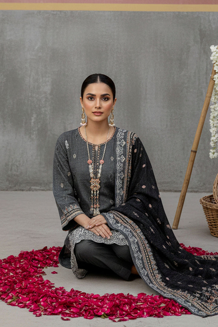 KIJI by Rimal Vol-119 3PC Unstitched Embroidered Lawn Suit (Black)