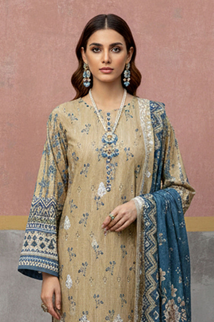 KIJI by Rimal Vol-119 3PC Unstitched Embroidered Lawn Suit (Light Brown)